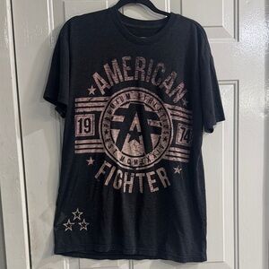 American Fighter Black Tee with Faded Rose Graphic 1954